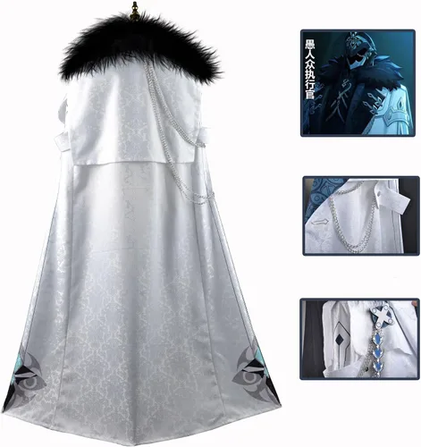 Vista 5 de Game Genshin Impact Fatui Cosplay Disfraz Ejecutivo Capa Tartaglia Bufanda Childe Ajax Ropa de Halloween
