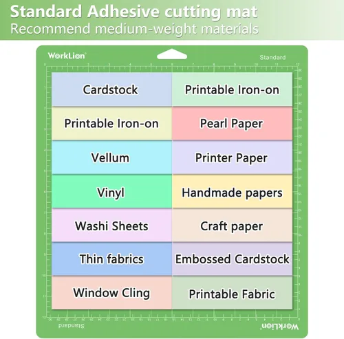 Vista 3 de WORKLION Alfombrilla de corte 12x12 para Cricut: (adhesivo estándar, 3 alfombrillas) Adhesivo estándar adhesivo verde para cortar acolchados Verde