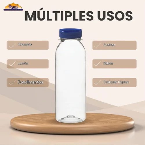 Vista 7 de Rani - Botellas de plástico transparente Botella PET de 8 onzas con tapas abatibles Sin BPA Uso doméstico y comercial, recipientes