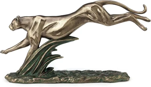 Vista 2 de Veronese Design Decoración de mesa de estatua de animal africano con acabado de bronce guepardo abstracto de 6.5 pulgadas