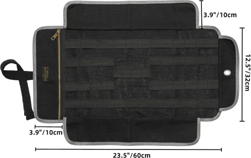 Vista 2 de Bolsa enrollable para herramientas, bolsa de herramientas de lona encerada de 16 onzas, bolsa de herramientas multiusos con banda elástica, 1 bolsa