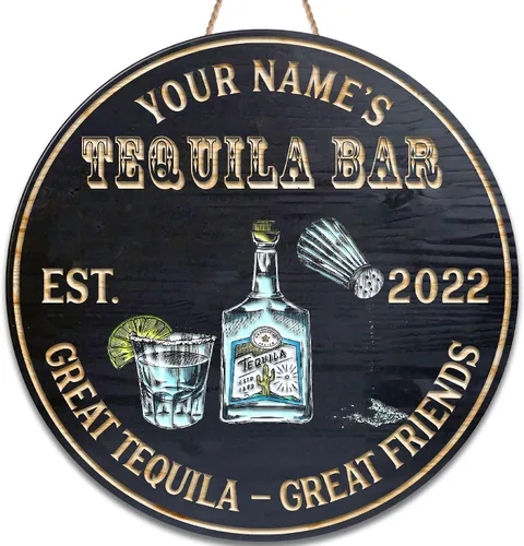 Vista 22 de Placa de pared de madera de bar de tequila mexicano personalizado, letrero de bar de México, letrero rústico para pub para el hogar, decoración