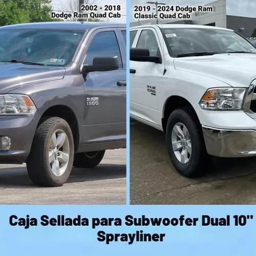 Vista 6 de Atrend Bbox - Caja de subwoofer dual de 10 pulgadas – Caja de subwoofer Sprayliner sellada – Se adapta a Dodge Ram Quad Cab 2002-2018 – Caja