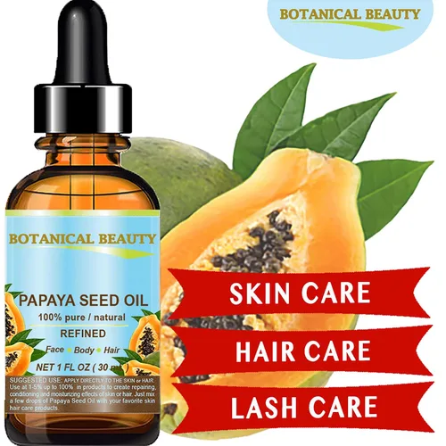 Vista 2 de Botanical Beauty Aceite de semilla de papaya. Aceite portador prensado en frío 100% puro/natural/sin diluir/refinado. 4 Fl.oz.- 4.1 fl oz. Para
