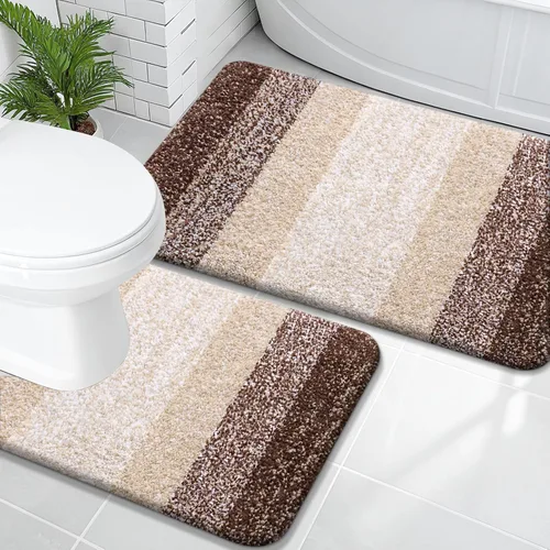 Vista 51 de OLANLY - Juego de tapetes para baño de 2 piezas, de microfibra, suaves y absorbentes, antideslizantes, lavables a máquina y para secadora, felpudos