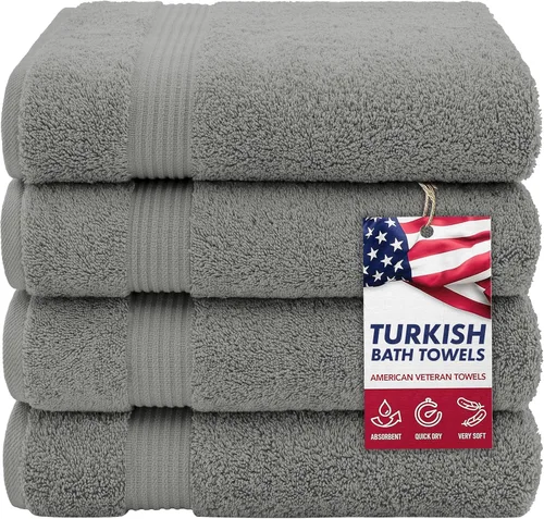 Vista 8 de Juego de toallas American Veteran Towel, de lujo, 6 piezas de algodón 100 % turco para máxima suavidad y absorción, para hotel y spa