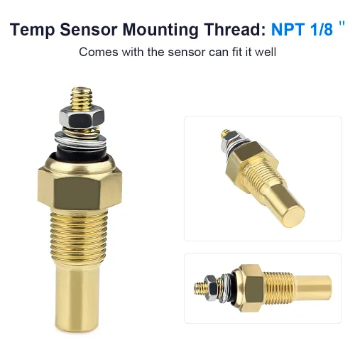Vista 2 de WATERWICH Kit de medidor de temperatura de aceite 104-302℉ DC12V 2 pulgadas 52mm con sensor para barco, coche, camión, vehículo automotriz