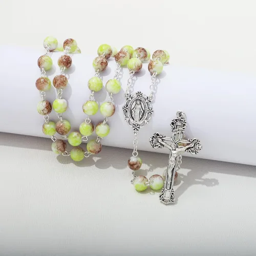 Vista 85 de KOMI Rosario de cuentas católicas para mujer, collar de cuentas de rosario con cruz de crucifijo, perlas de cristal, rosario, rosarios, católicos