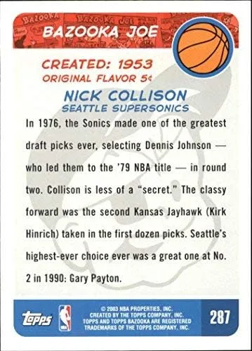 Vista 2 de 2003-04 Bazooka #287 Nick Collison BAZ NBA Basketball Trading Card