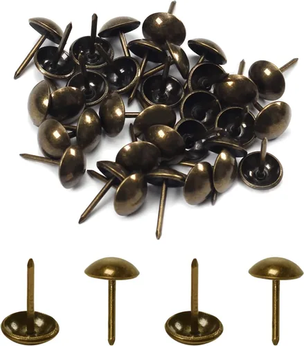 Vista 17 de MroMax 120 tachuelas de clavos para tapicería de 0.47 pulgadas de diámetro, hierro de estilo vintage, de metal, redondos, de 0.67 pulgadas de altura