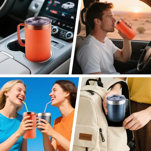 Vista 7 de Replacement Lids Compatible with Stanley 12 oz & 24oz Camp Mug, 2Pack Leak Proof Cup Insulated Lids for Stainless Steel Coffee Mug（Cups NOT Included）