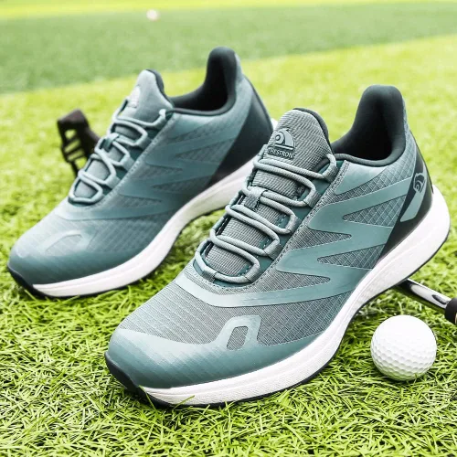 Vista 7 de Zapatos de golf para hombre, zapatos de golf profesionales, transpirables, sin pinchos, zapatos deportivos antideslizantes para caminar