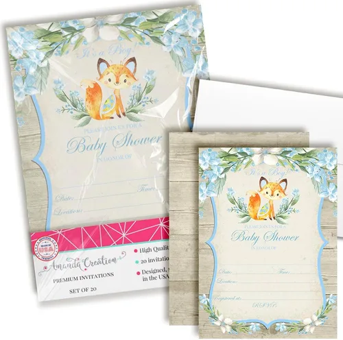 Vista 13 de Amanda Creation Invitaciones para baby shower de alce, paquete de 20 invitaciones de espolvoreo de 5 x 7 pulgadas, tarjetas de relleno de doble cara