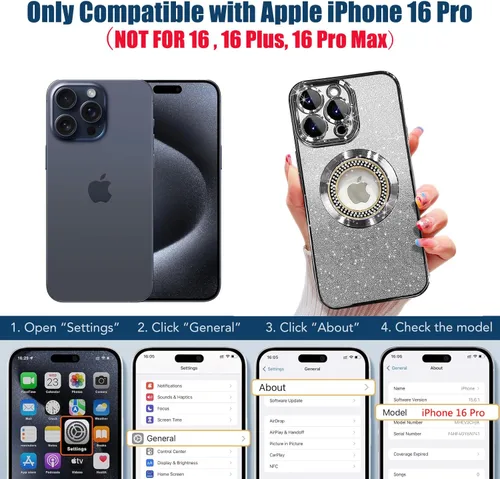 Vista 134 de Misscase Funda magnética con purpurina para iPhone 11 compatible con MagSafe, protección completa, delgada, a prueba de golpes, antiarañazos