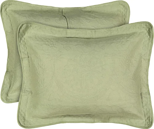 Vista 2 de King Charles - Funda de almohada decorativa moderna de granja de matelasse floral, ropa de cama 100% algodón transpirable, funda estándar