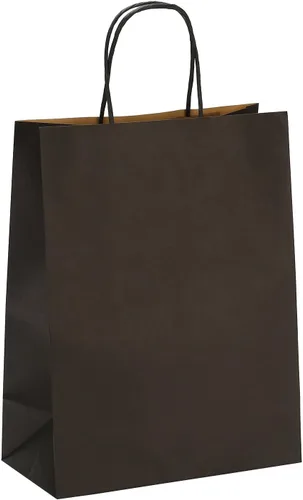 Vista 8 de 50 bolsas de regalo grandes negras a granel, 10 x 5 x 13 pulgadas, bolsas de regalo de papel kraft con asas para recuerdos de fiesta, boda
