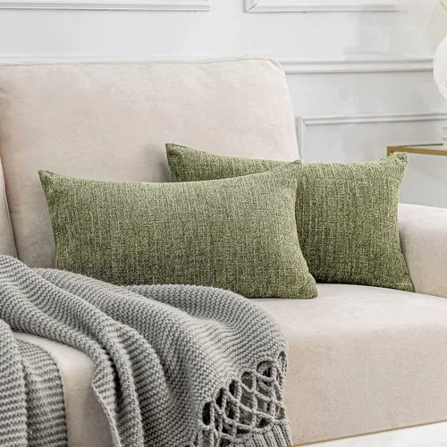 Vista 18 de Home Brilliant Fundas de almohada de primavera de 18 x 18 pulgadas, fundas de almohada decorativas de terciopelo chenille a rayas para decoración
