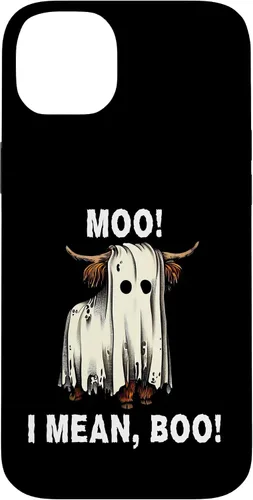 Vista 15 de iPhone 16 Funny Ghost Highland Cow Halloween Moo I Mean Boo Men Women Case