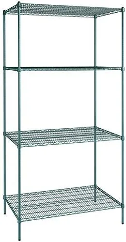 Vista 74 de Kit de 4 estantes de epoxi verde NSF de 21 x 72 pulgadas con postes de 86 pulgadas, estantería de almacenamiento resistente, kit de estantería