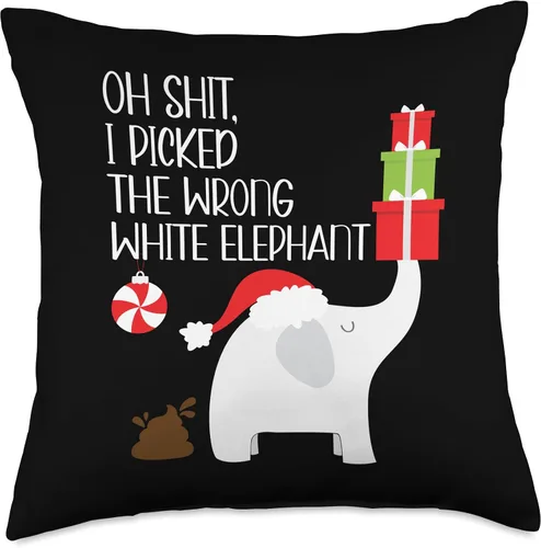 Vista 5 de I Picked the Wrong White Elephant Christmas Shirts Oh Shit I Picked The Wrong White Elephant - Almohada fea de Navidad, 16 x 16 pulgadas, multicolor