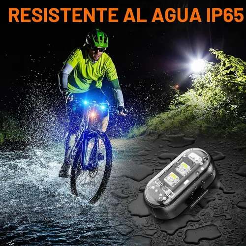 Vista 4 de 8 luces estroboscópicas LED inalámbricas con control remoto, 8 colores USB Charing luces de advertencia para automóvil, motocicleta, dron, avión