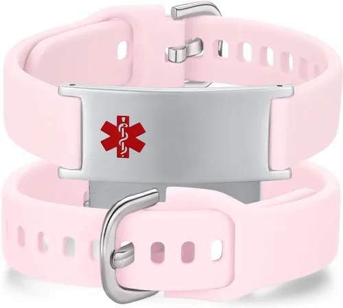 Vista 28 de LinnaLove Pulsera de alerta médica personalizada para hombres y mujeres, pulseras deportivas de acero inoxidable para identificación médica