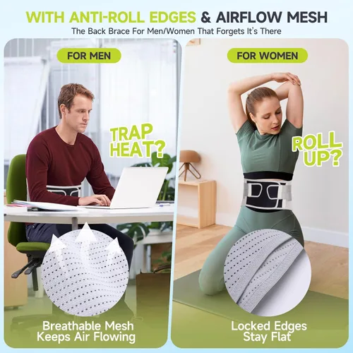 Vista 4 de Cinturón de apoyo lumbar para mujeres y hombres con 4 almohadillas lumbares extraíbles, correas ajustables, estancias de acero y resina. Soporte