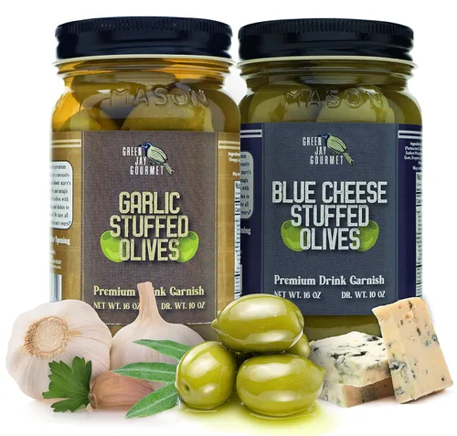 Vista 19 de Green Jay Gourmet Aceitunas Rellenas de Almendra – Aceitunas Verdes Rellenas de Almendra para Decoración de Cócteles y Tabla de Quesos – Aceitunas