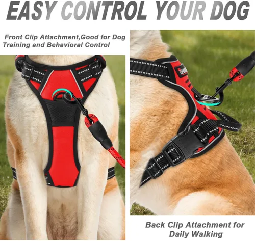 Vista 164 de BARKBAY - Arnés para perro sin tirones con clip frontal, material resistente y reflectante, asa de fácil control para pasear perros grandes