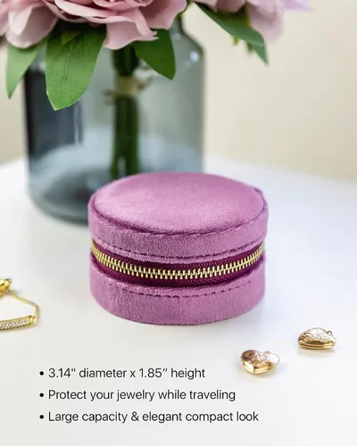Vista 4 de Benevolence LA - Joyero de viaje Almacenamiento y organizador de joyas Joyero para mujer Organizador de anillos, collares y aretes con espejo
