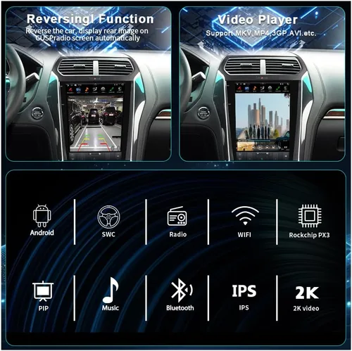 Vista 4 de CUSP Radio para Ford Explorer 2011-2019, estéreo de coche Android de 12.1 pulgadas con pantalla táctil IPS vertical, 2 GB de RAM, 32 GB