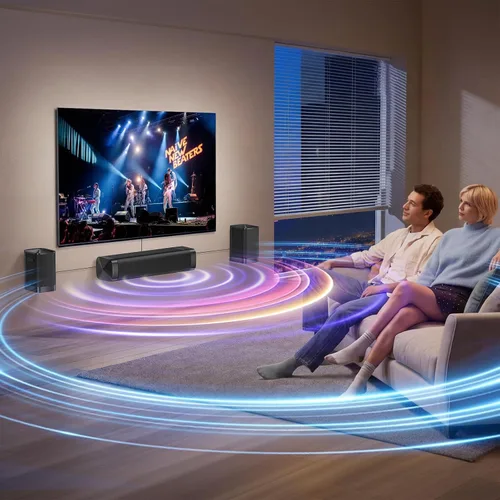 Vista 5 de Barra de sonido de 110 W para Smart TV, Dolby Digital Plus Barra de sonido para TV, Bluetooth 5.3, ARC Opt AUX Connect para cine en casa