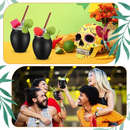 Vista 6 de Gejoy 24 vasos de arcilla mexicana Cantaritos de Barro de 3 onzas, hechos a mano para tequila, mezcal, margarita, mojito, martes de tacos, Cinco