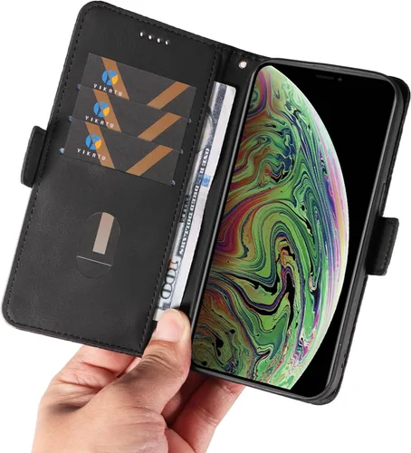 Vista 3 de Compatible con Redmi A1 4G, compatible con Redmi A1 4G de piel sintética, ranura para tarjetas, cierre magnético, soporte abatible, funda protectora