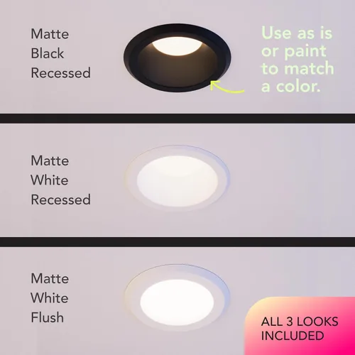 Vista 2 de LIFX Luz descendente empotrable inteligente sin lata de 4 pulgadas, borde deflector profundo, RGB + blanco sintonizable (1500-9000 K), control