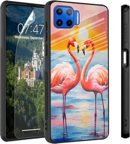 Vista 55 de Funda para Motorola Moto Edge 2022, cubierta trasera de vidrio templado con protector de pantalla, funda protectora a prueba de golpes para Motorola