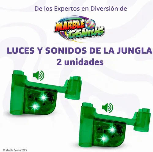 Vista 2 de Marble Genius Juego de accesorios para carreras de canicas Green-Jungle Lights & Sounds