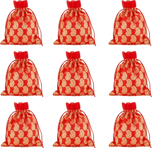 Vista 15 de Touchstone Drawstring Bags Indian Handcrafted Pouches Potli for Gifts Elefante_Multicolor (paquete de 20)