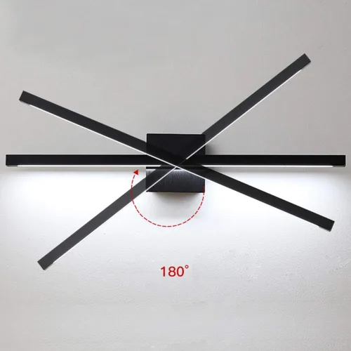 Vista 9 de Aplique de pared giratorio negro de 12 W con luz LED moderna para baño y espejo, luz blanca cálida, elegante barra de luz para baño, ideal