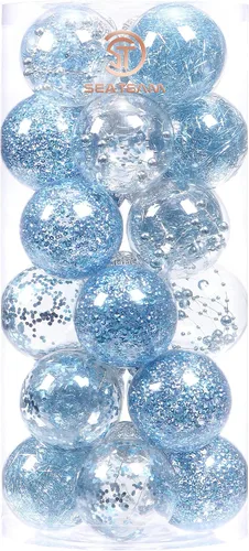 Vista 77 de Sea Team Juego de bolas de Navidad de plástico transparente, inastillables, varios tamaños, bolas decorativas de Navidad con decoraciones delicadas