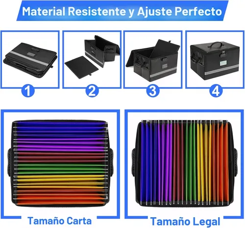 Vista 4 de EXLIFBAG Organizador de archivos, caja de archivos ignífuga con tapas, caja organizadora de documentos importante con cerradura, organizador