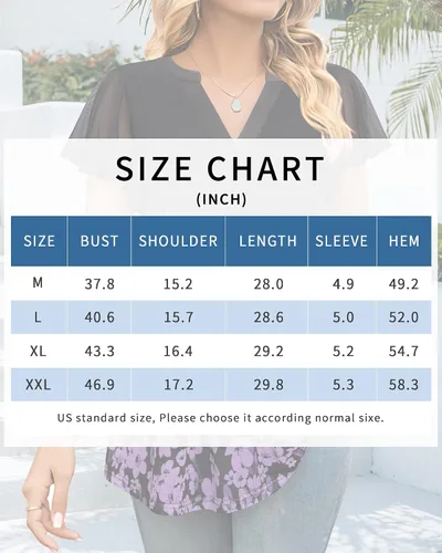 Vista 6 de VALOLIA Blusas de verano para mujer, cuello en V, manga corta, volantes, blusas de doble capa, camisas elegantes florales