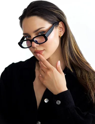 Vista 3 de V.W.E. Gafas rectangulares gruesas para mujer, lentes transparentes, marco de gafas de moda, protección UV anti-azul