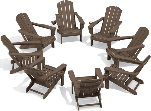 Vista 42 de SERWALL Silla Adirondack plegable ajustable con portavasos reclinable