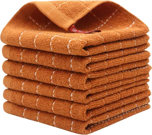 Vista 14 de Trapos de cocina de algodón, trapos para lavar platos, juego de 6, 12 x 12 pulgadas, beige Trapos suaves de cocina, paños multiusos para cocina