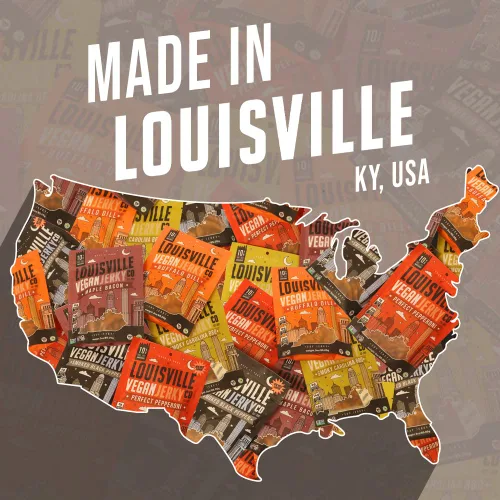 Vista 8 de Louisville Vegan Jerky - Carne vegana y vegetariana de pimienta negra ahumada, 0.67 oz de proteína de soja sin OMG, 310 calorías por bolsa