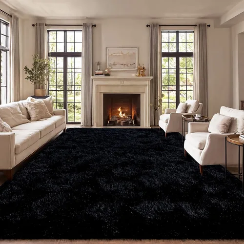 Vista 95 de qulint Alfombra negra para dormitorio, alfombra de área pequeña de 2 x 3 pies para habitación de niños, alfombra suave y mullida para sala de estar