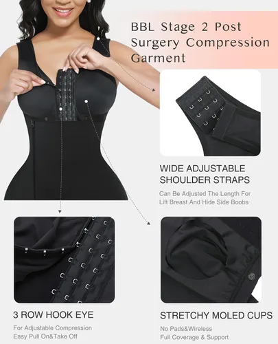 Vista 3 de FeelinGirl Fajas Colombianas Moldeadoras BBL para mujer Control de abdomen Etapa 2 Poscirugía Prenda de compresión