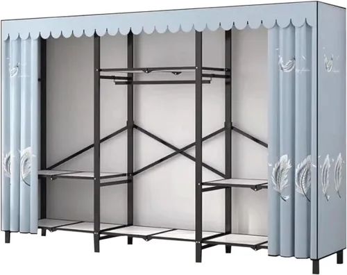 Vista 9 de large closets Folding Closet with Cloth Cover Clothes Closet Portable Wardrobe Closet Metal Iron Frame Closets for Bedroom Large Closet Space-saving