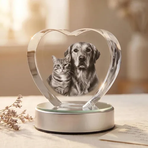 Vista 2 de Foto de cristal para perros y gatos, regalos conmemorativos personalizados con tu propia foto para amantes de las mascotas, imagen grabada